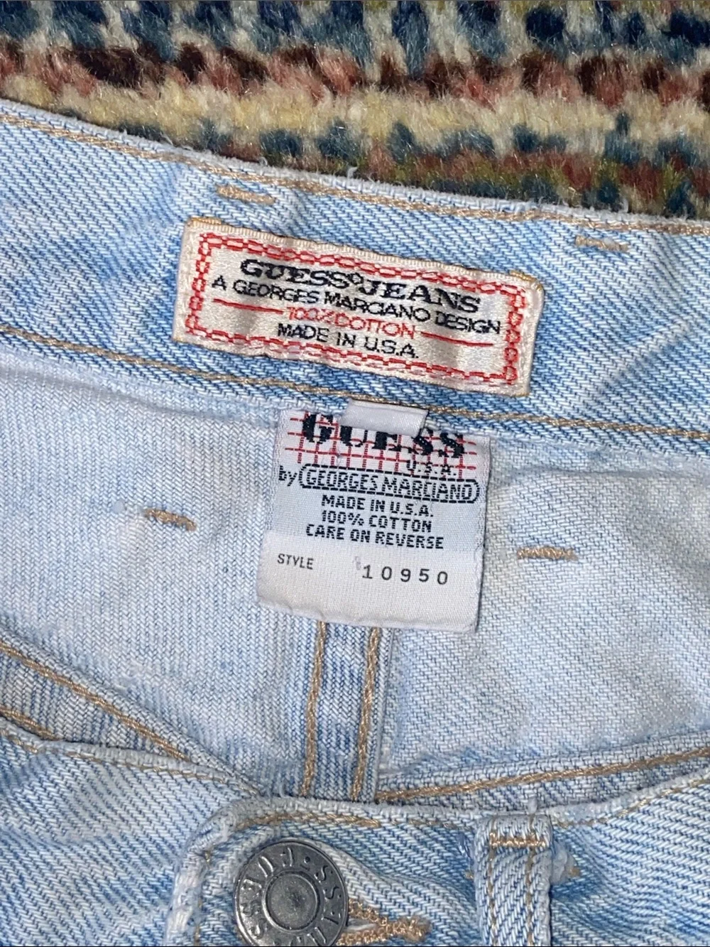 Vintage 90’s Guess by Marciano Faded Light Blue Jean Shorts 30
